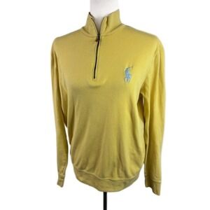 Vintage Polo Ralph Lauren Quarter Zip Top Shirt‎ Yellow Sweatshirt Size Medium